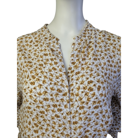 RW&CO Floral Smocked Cuff Blouse | Cottagecore Prairie Top | Medium - Picture 8 of 9